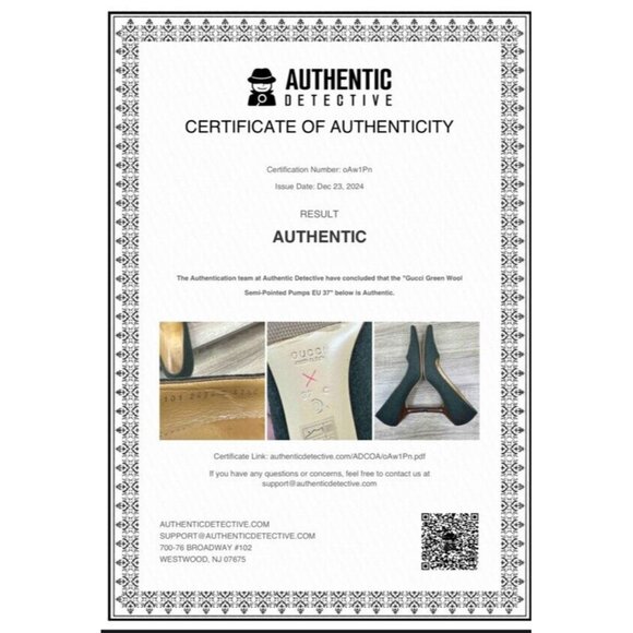 Gucci Women's Forest Green Quiet Luxury Wool Fabric Designer Pumps‎ EU 37/US 7 - Picture 15 of 15